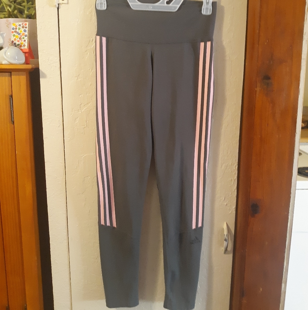 Grey and pink adidas work out pants